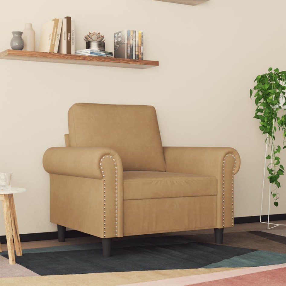 Sillón de terciopelo marrón 60