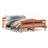 Cama sin colchón madera maciza de pino marrón cera 140x200