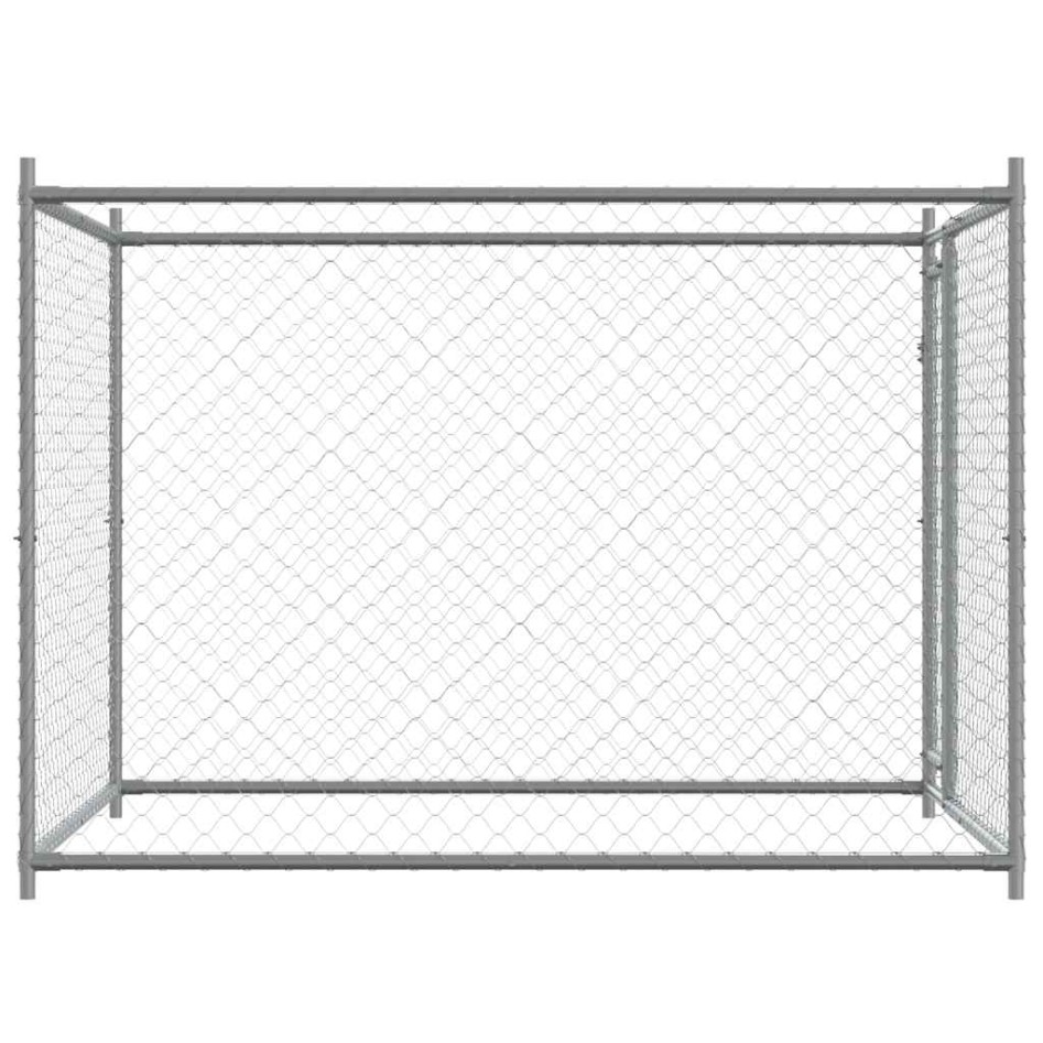Jaula de perros con puerta acero galvanizado gris 2x2x1,5