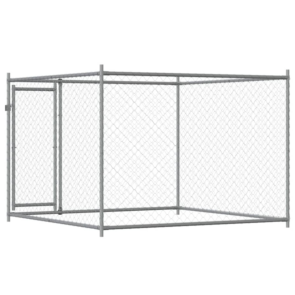 Jaula de perros con puerta acero galvanizado gris 2x2x1,5