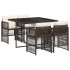 Set comedor de jardín 5 piezas y cojines ratán sintético