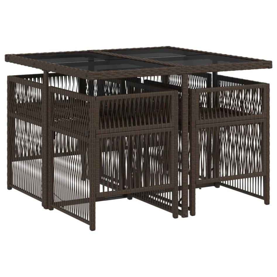 Set comedor de jardín 5 piezas y cojines ratán sintético