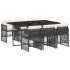 Set de comedor de jardín 7 pzas y cojines ratán sintético