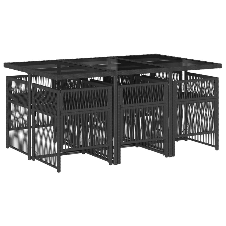 Set de comedor de jardín 7 pzas y cojines ratán sintético