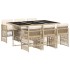 Set comedor de jardín 7 pzas con cojines ratán sintético