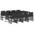 Set de comedor de jardín 9 pzas y cojines ratán sintético