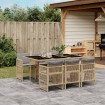 Set comedor de jardín 7 pzas con cojines ratán sintético beige