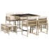 Set comedor de jardín 9 pzas con cojines ratán sintético
