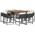 Set de comedor de jardín 9 pzas y cojines ratán sintético