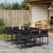 Set de comedor de jardín 7 pzas y cojines ratán sintético negro