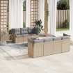 Juego de sofás de jardín con cojines beige 8 pzas ratán PE