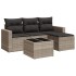 Set de sofás jardín y cojines 5 pzas ratán sintético gris