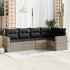 Set de sofás jardín y cojines 5 pzas ratán sintético gris