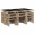 Set comedor de jardín 11 pzas con cojines ratán sintético