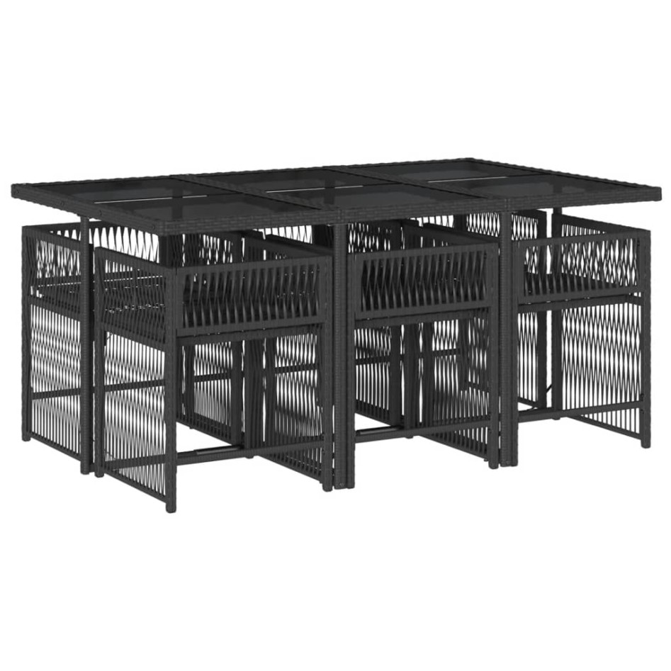 Set de comedor de jardín 7 pzas y cojines ratán sintético