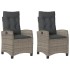Sillones reclinable jardín y cojines 2 uds ratán sintético