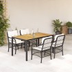 Set de muebles jardín 5 pzas con cojines ratán sintético negro