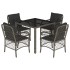 Set comedor de jardín 5 piezas con cojines ratán sintético