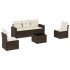 Set sofás de jardín 6 piezas y cojines ratán sintético