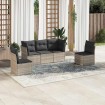 Set de sofás jardín y cojines 5 pzas ratán sintético gris claro