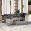 Set de sofás de jardín 7 pzas con cojines ratán PE gris claro