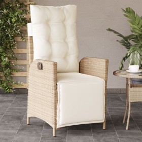 Sillón reclinable de jardín con reposapiés ratán PE