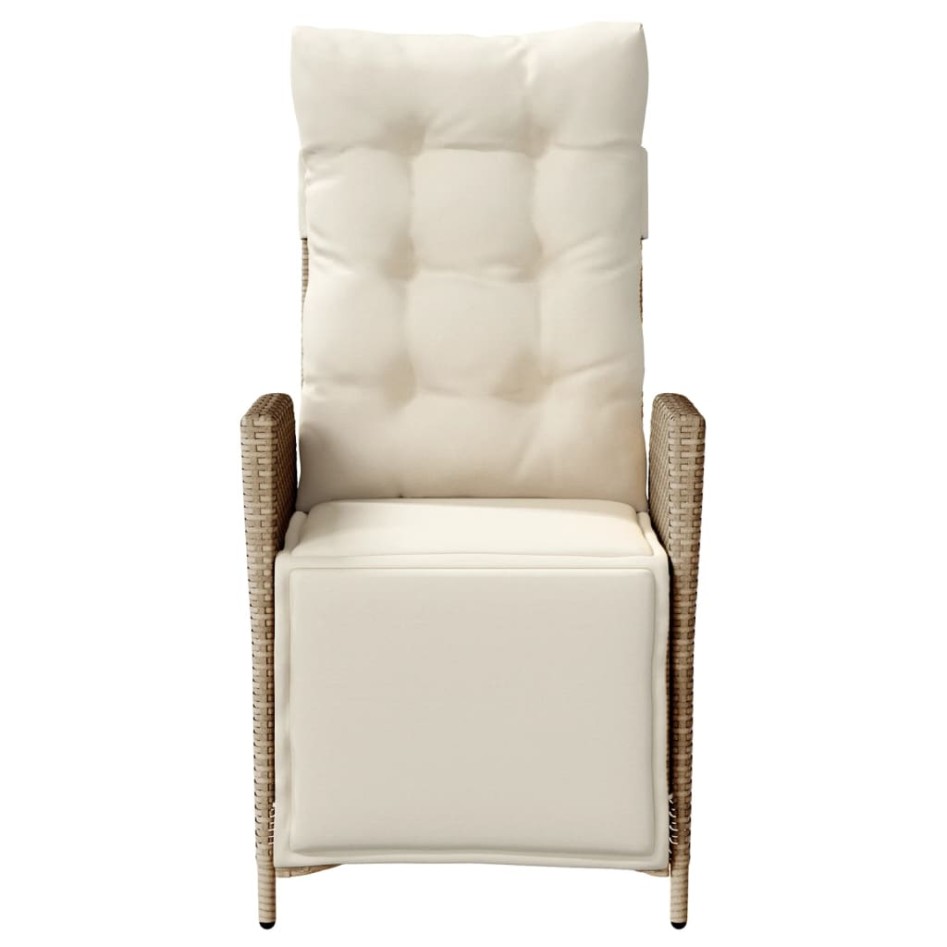 Sillón reclinable de jardín con reposapiés ratán PE