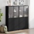 Estantería con puertas madera de ingeniería negro 136x37x142