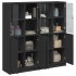 Estantería con puertas madera de ingeniería negro 136x37x142