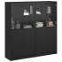 Estantería con puertas madera de ingeniería negro 136x37x142