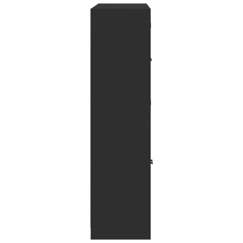 Estantería con puertas madera de ingeniería negro 136x37x142