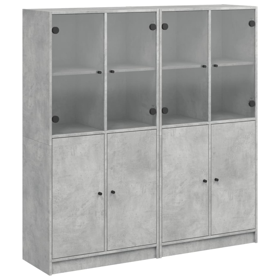 Estantería con puertas madera de ingeniería gris 136x37x142