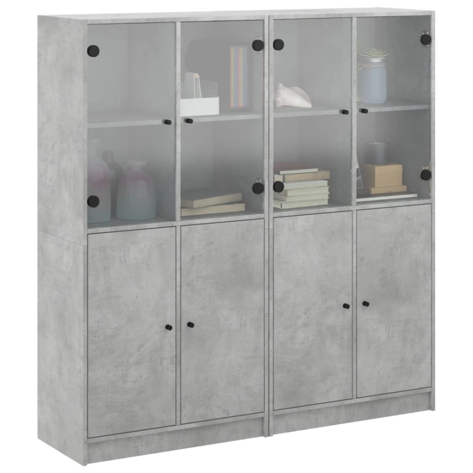 Estantería con puertas madera de ingeniería gris 136x37x142