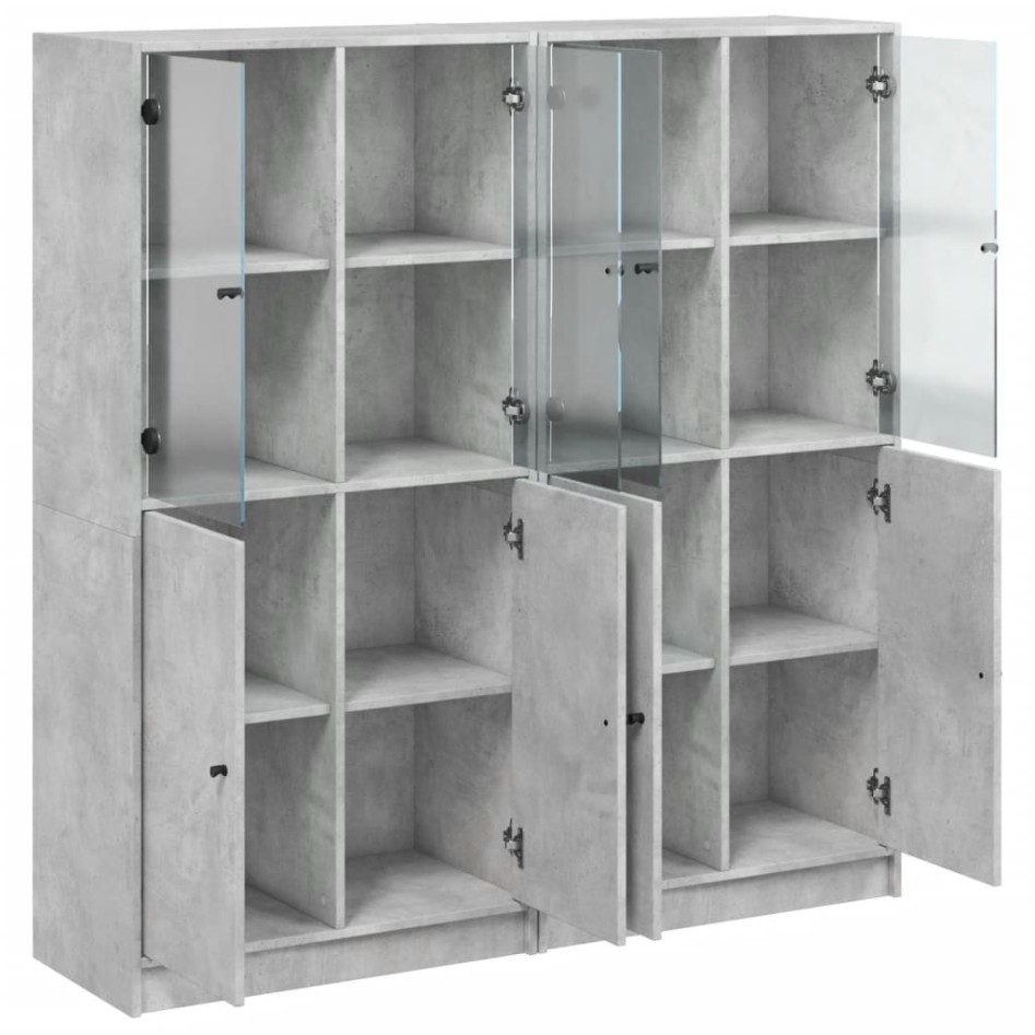 Estantería con puertas madera de ingeniería gris 136x37x142
