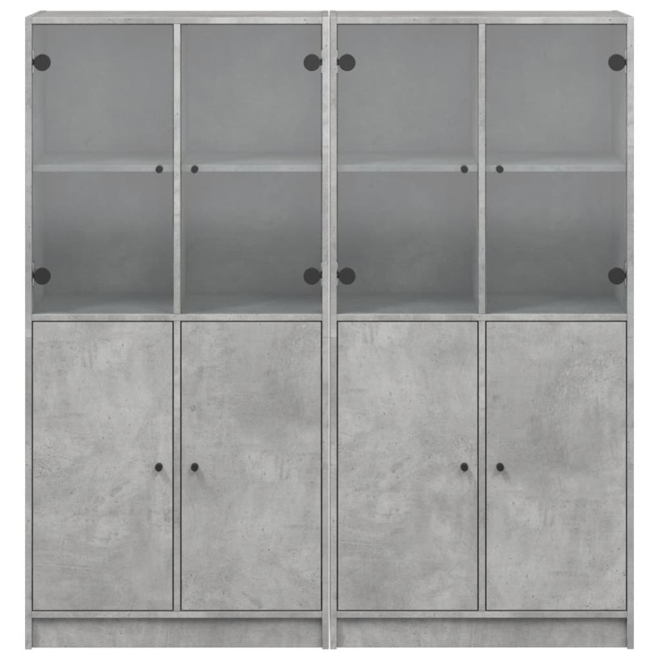 Estantería con puertas madera de ingeniería gris 136x37x142