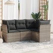 Set de sofás de jardín 4 pzas y cojines ratán sintético gris