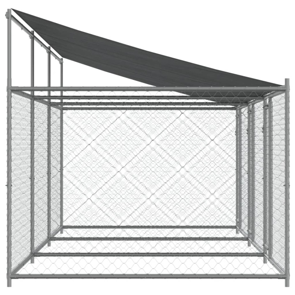 Jaula de perros techo y puertas acero galvanizado gris 6x2x2
