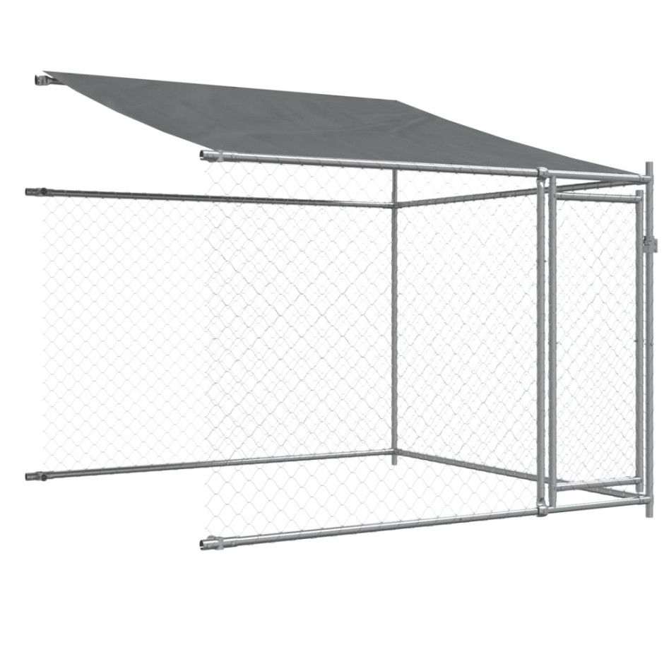 Jaula de perros techo y puertas acero galvanizado gris 6x2x2