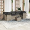 Set de sofás de jardín 8 pzas y cojines ratán sintético gris