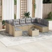 Juego de sofás jardín con cojines beige 10 pzas ratán sintético