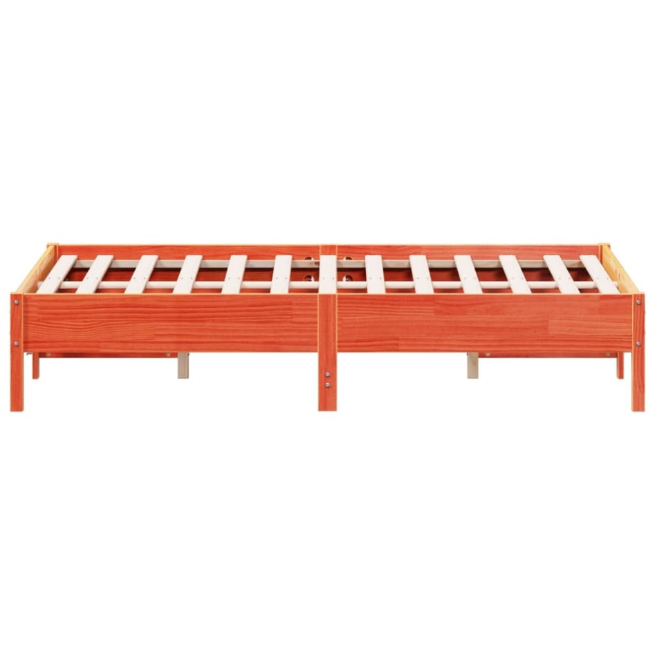 Estructura de cama sin colchón madera maciza marrón 135x190