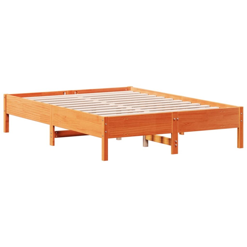 Estructura de cama sin colchón madera maciza marrón 135x190