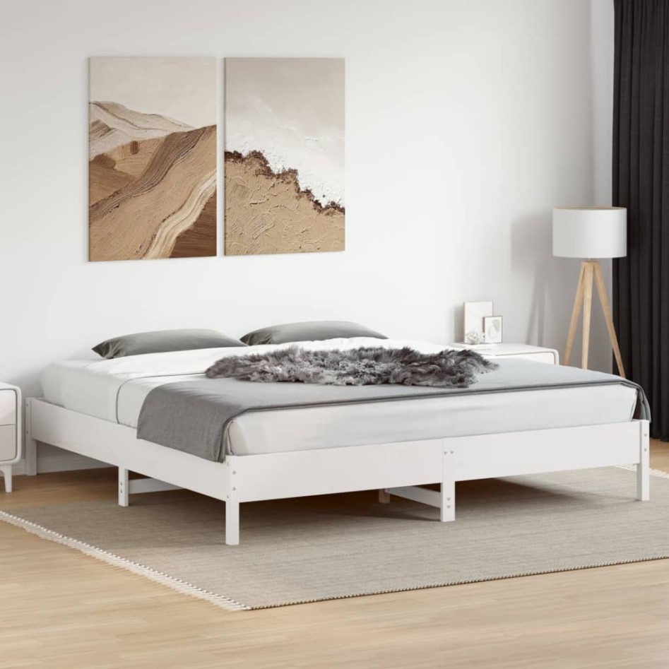 Cama sin colchón madera maciza de pino blanca 180x200