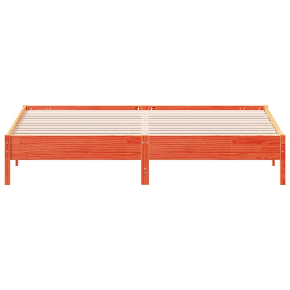 Cama sin colchón madera maciza de pino marrón cera 200x200