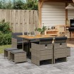 Set comedor jardín 9 pzas y cojines ratán sintético gris