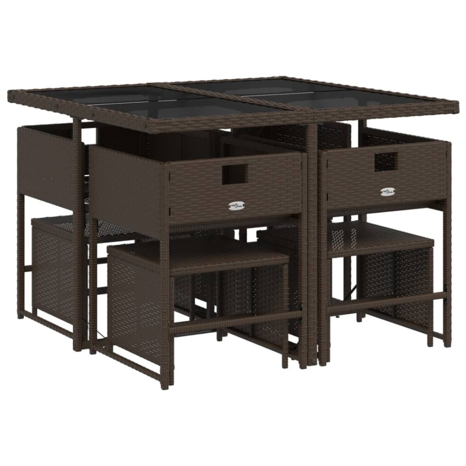 Set comedor para jardín 9 pzas y cojines ratán sintético