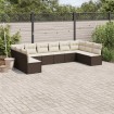 Set de sofás de jardín 10 pzas y cojines ratán sintético marrón