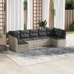 Set de sofás de jardín 7 pzas con cojines ratán PE gris claro
