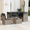 Set de sofás de jardín 6 pzas y cojines ratán sintético gris