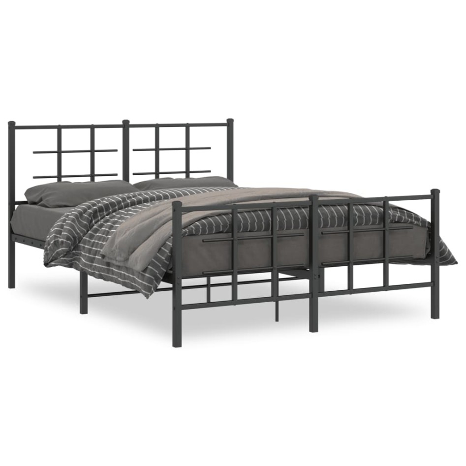 Estructura cama sin colchón con estribo metal negro 140x200